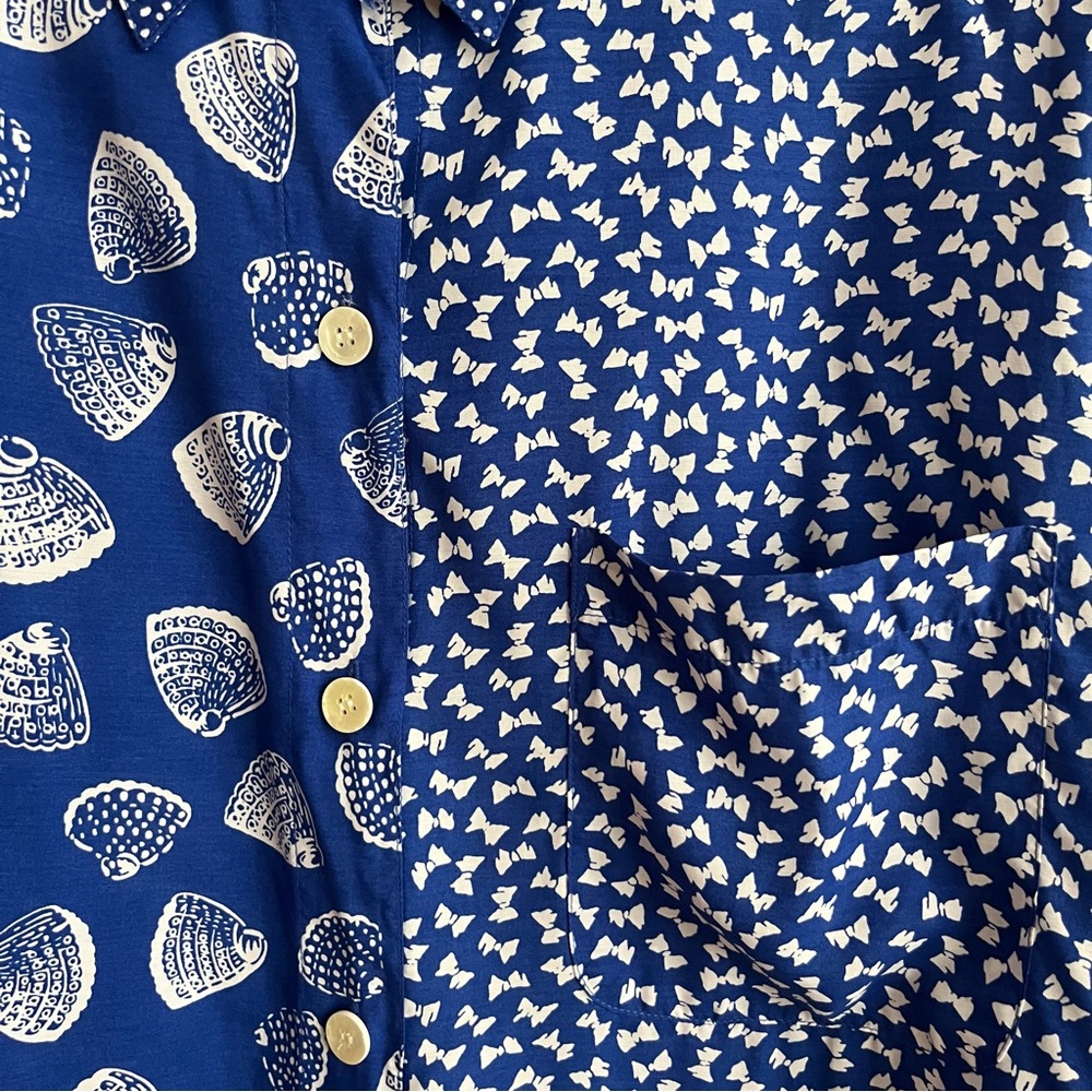 Vintage Weathervane Button Up Top Patchwork Beach… - image 5